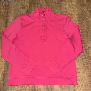 Tablots Ruffle Placket Mockneck Pullover